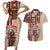 Samoa Tapau Couples Matching Short Sleeve Bodycon Dress and Hawaiian Shirt Samoan Siapo Pattern LT14 Brown - Polynesian Pride