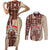 Samoa Tapau Couples Matching Short Sleeve Bodycon Dress and Long Sleeve Button Shirt Samoan Siapo Pattern LT14 Brown - Polynesian Pride