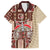 Samoa Tapau Family Matching Off Shoulder Long Sleeve Dress and Hawaiian Shirt Samoan Siapo Pattern LT14 Dad's Shirt - Short Sleeve Brown - Polynesian Pride