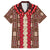 Samoa Siapo Family Matching Summer Maxi Dress and Hawaiian Shirt Tapa Pattern Mix Ula Fala Hibiscus LT14 Dad's Shirt - Short Sleeve Brown - Polynesian Pride