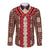 Samoa Siapo Long Sleeve Button Shirt Tapa Pattern Mix Ula Fala Hibiscus LT14 Unisex Brown - Polynesian Pride