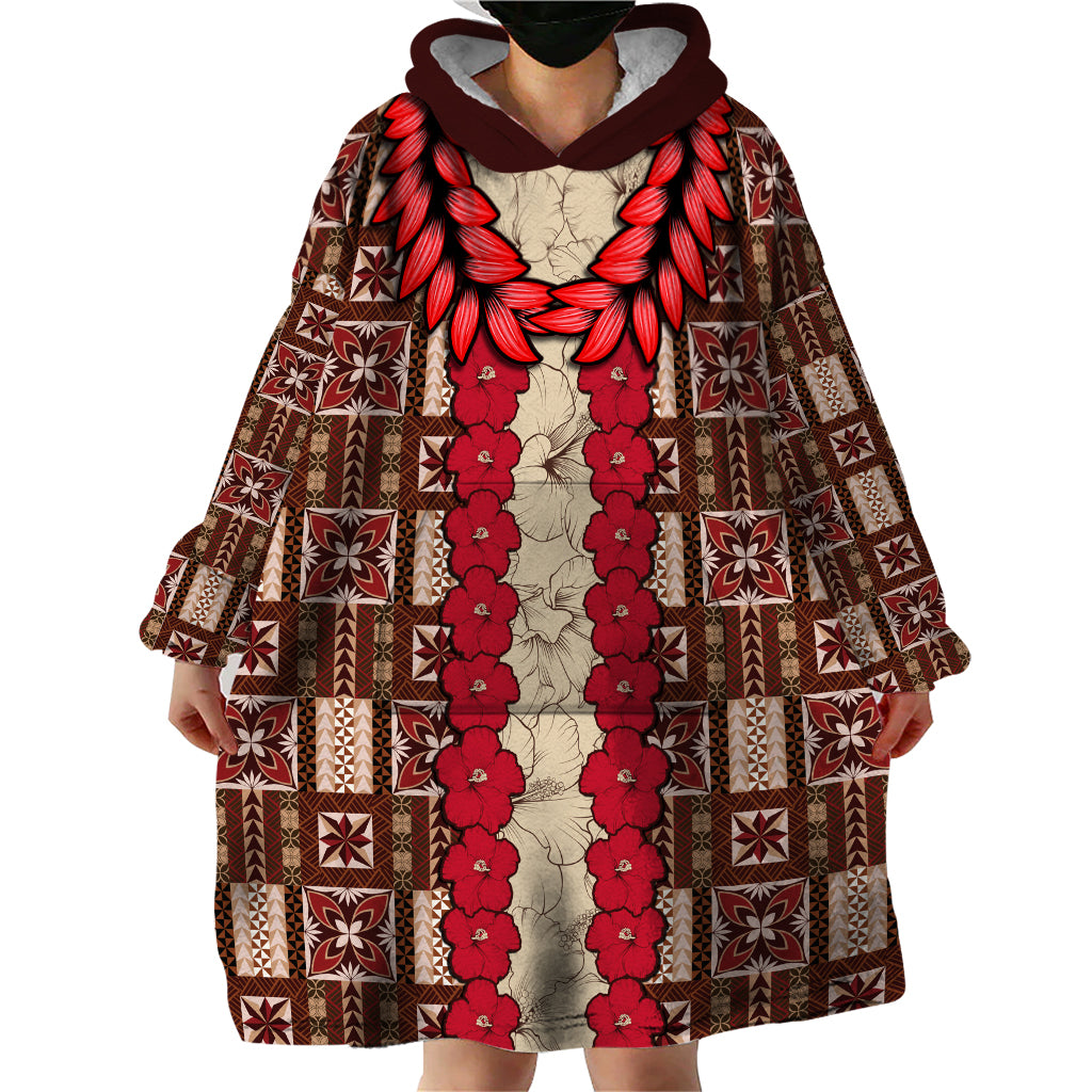 Samoa Siapo Wearable Blanket Hoodie Tapa Pattern Mix Ula Fala Hibiscus LT14 - Polynesian Pride