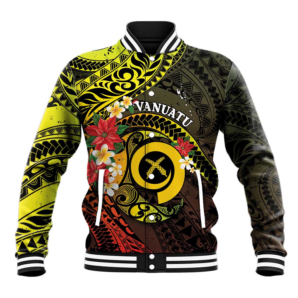 Vanuatu Christmas Baseball Jacket Vanuatuan Pig Tusk - Meri Krismas! LT14 Unisex Black - Polynesian Pride