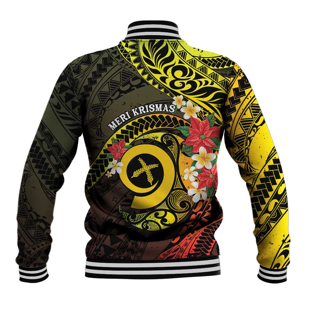 Vanuatu Christmas Baseball Jacket Vanuatuan Pig Tusk - Meri Krismas! LT14 - Polynesian Pride
