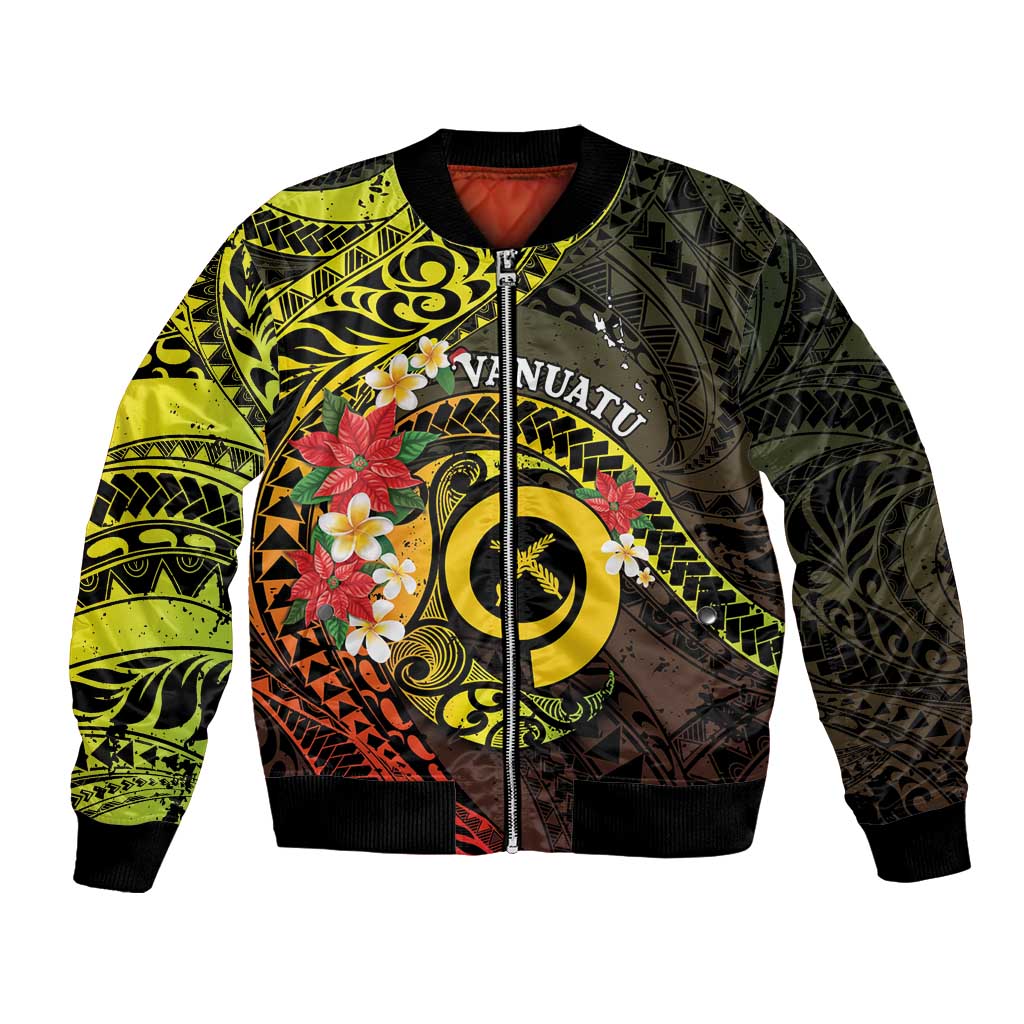 Vanuatu Christmas Bomber Jacket Vanuatuan Pig Tusk - Meri Krismas! LT14 Unisex Black - Polynesian Pride