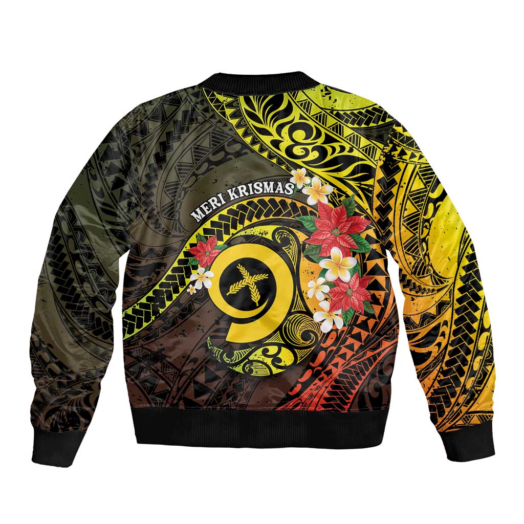 Vanuatu Christmas Bomber Jacket Vanuatuan Pig Tusk - Meri Krismas! LT14 - Polynesian Pride
