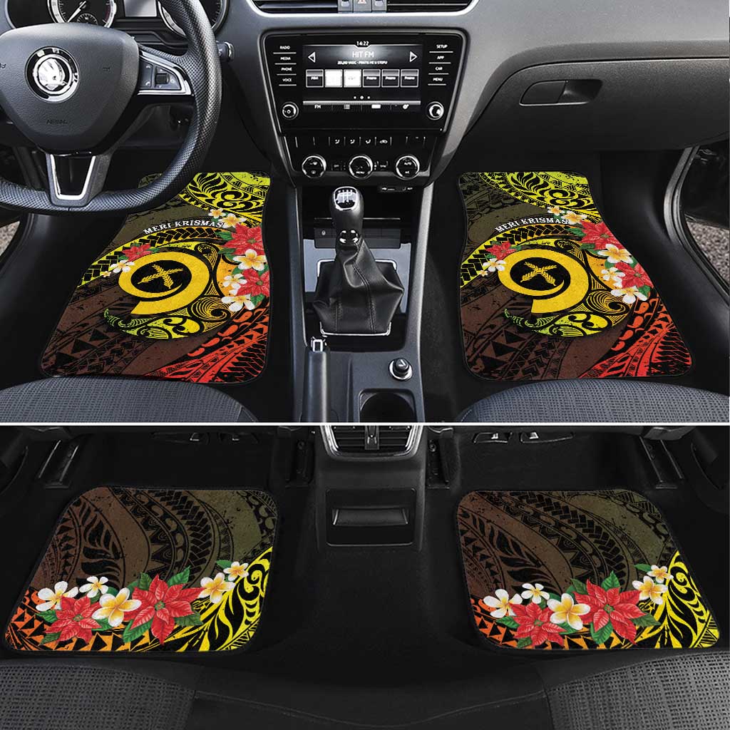 Vanuatu Christmas Car Mats Vanuatuan Pig Tusk - Meri Krismas! LT14 Set 4pcs Black - Polynesian Pride