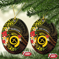 Vanuatu Christmas Ceramic Ornament Vanuatuan Pig Tusk - Meri Krismas! LT14 Oval Black - Polynesian Pride