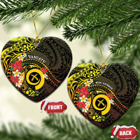Vanuatu Christmas Ceramic Ornament Vanuatuan Pig Tusk - Meri Krismas! LT14 Heart Black - Polynesian Pride