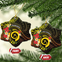 Vanuatu Christmas Ceramic Ornament Vanuatuan Pig Tusk - Meri Krismas! LT14 Snow Flake Black - Polynesian Pride