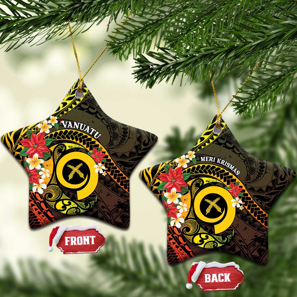 Vanuatu Christmas Ceramic Ornament Vanuatuan Pig Tusk - Meri Krismas! LT14 Star Black - Polynesian Pride