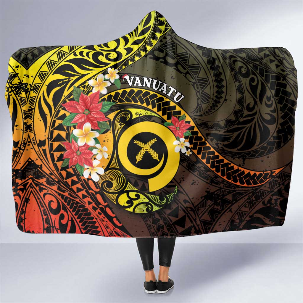 Vanuatu Christmas Hooded Blanket Vanuatuan Pig Tusk - Meri Krismas! LT14 One Size Black - Polynesian Pride