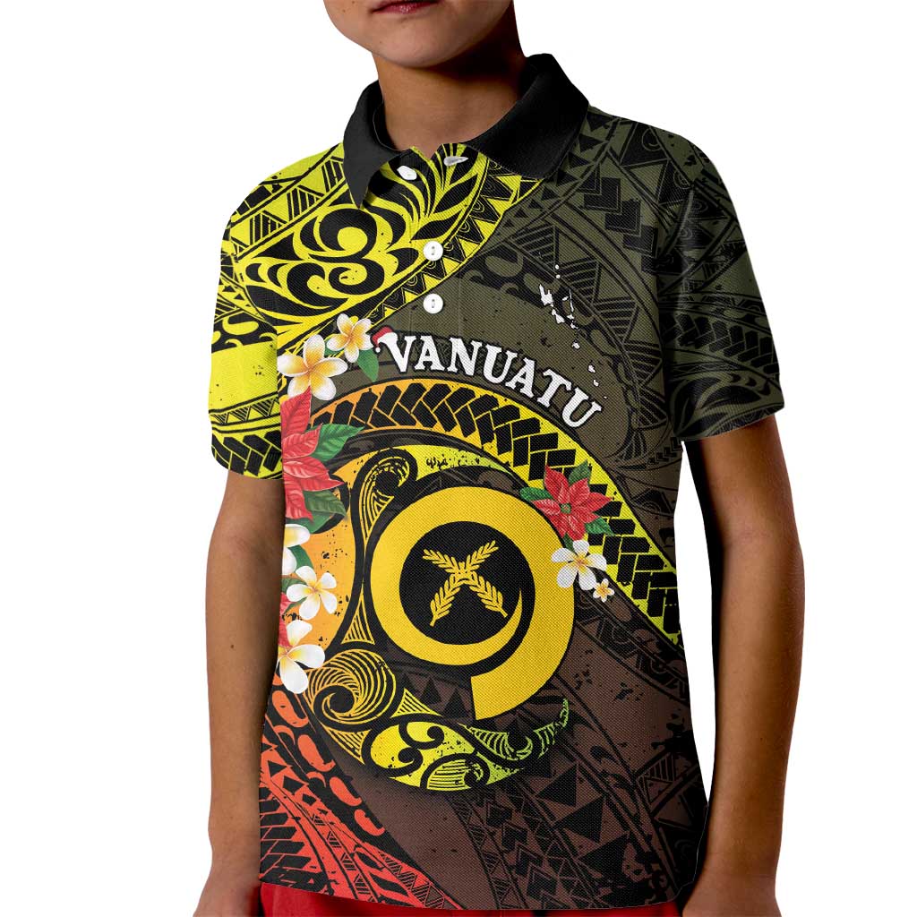 Vanuatu Christmas Kid Polo Shirt Vanuatuan Pig Tusk - Meri Krismas! LT14 Kid Black - Polynesian Pride