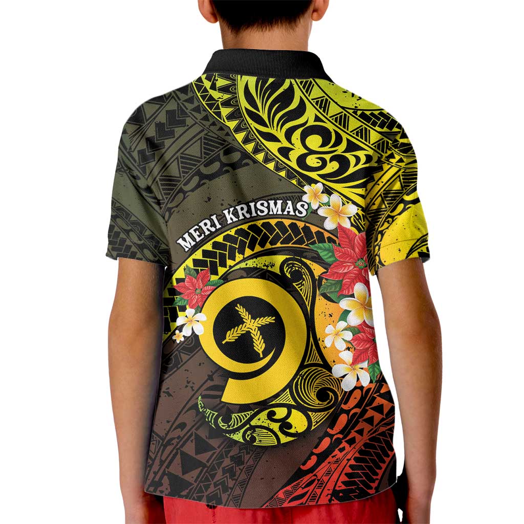 Vanuatu Christmas Kid Polo Shirt Vanuatuan Pig Tusk - Meri Krismas! LT14 - Polynesian Pride