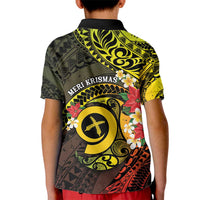 Vanuatu Christmas Kid Polo Shirt Vanuatuan Pig Tusk - Meri Krismas! LT14 - Polynesian Pride