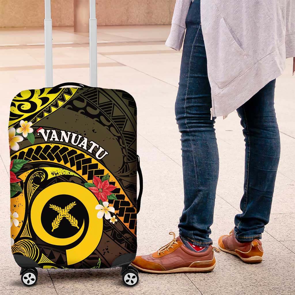 Vanuatu Christmas Luggage Cover Vanuatuan Pig Tusk - Meri Krismas! LT14 Black - Polynesian Pride