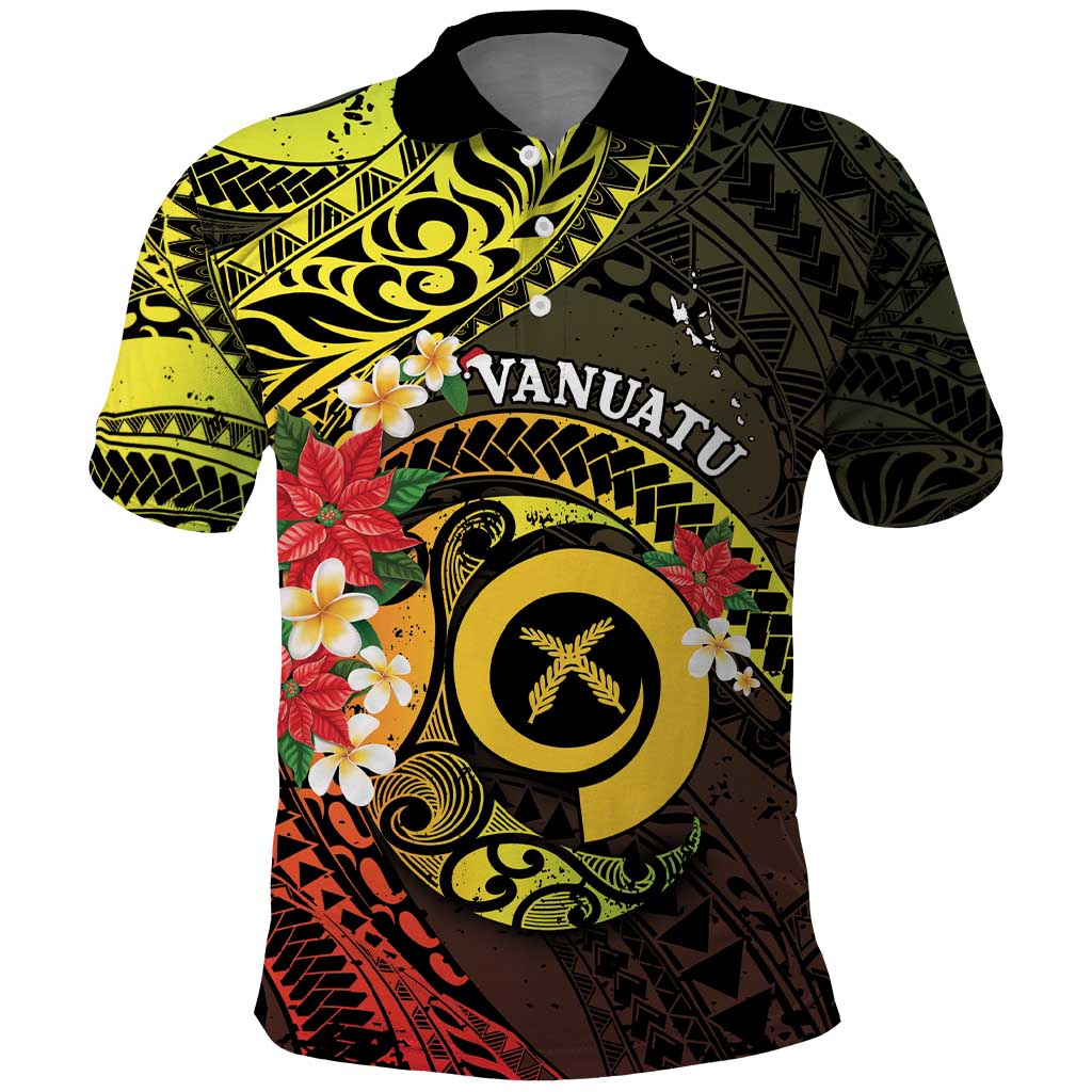 Vanuatu Christmas Polo Shirt Vanuatuan Pig Tusk - Meri Krismas! LT14 Black - Polynesian Pride