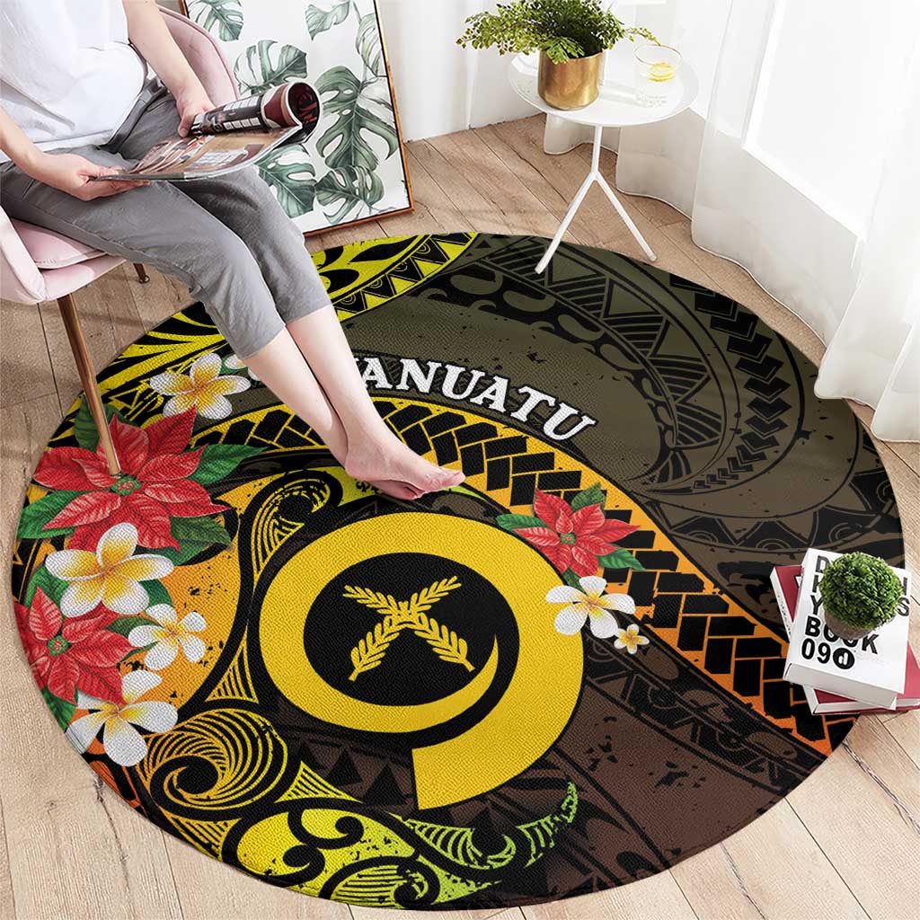 Vanuatu Christmas Round Carpet Vanuatuan Pig Tusk - Meri Krismas! LT14 - Polynesian Pride