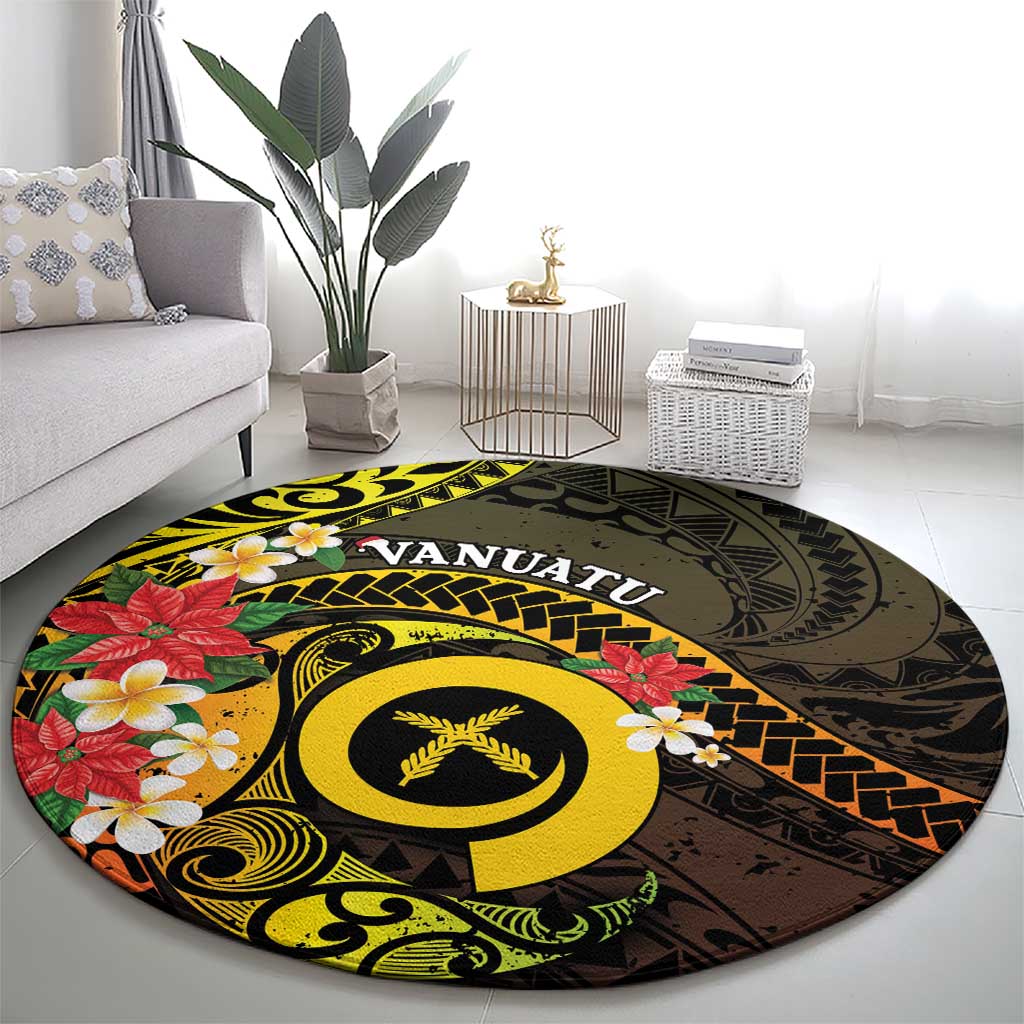 Vanuatu Christmas Round Carpet Vanuatuan Pig Tusk - Meri Krismas! LT14 - Polynesian Pride