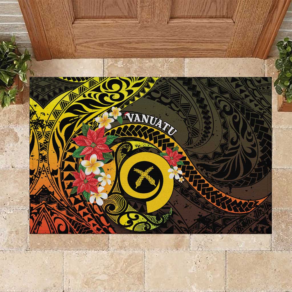 Vanuatu Christmas Rubber Doormat Vanuatuan Pig Tusk - Meri Krismas! LT14 Black - Polynesian Pride