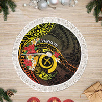Vanuatu Christmas Tree Skirt Vanuatuan Pig Tusk - Meri Krismas! LT14 Fringed Black - Polynesian Pride