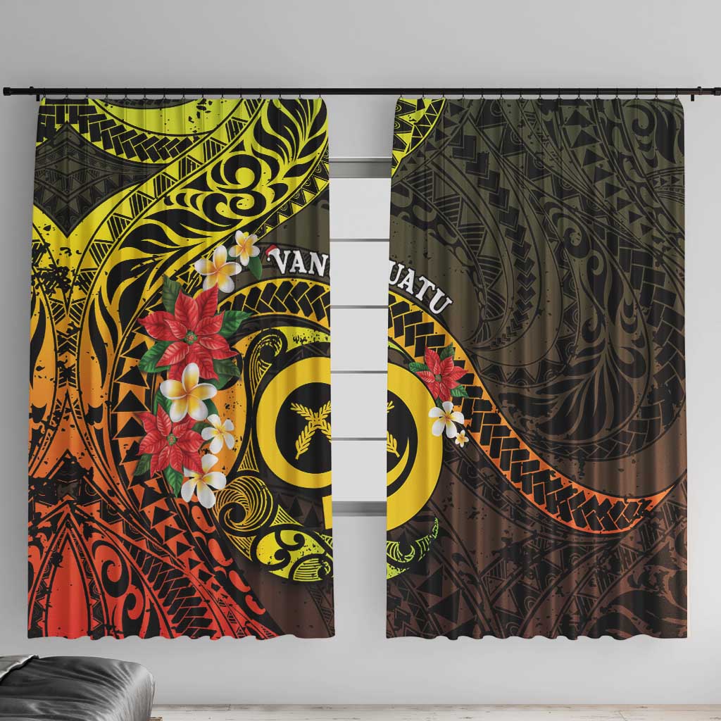 Vanuatu Christmas Window Curtain Vanuatuan Pig Tusk - Meri Krismas! LT14 With Hooks Black - Polynesian Pride