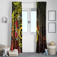 Vanuatu Christmas Window Curtain Vanuatuan Pig Tusk - Meri Krismas! LT14 - Polynesian Pride