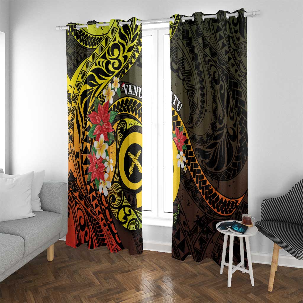 Vanuatu Christmas Window Curtain Vanuatuan Pig Tusk - Meri Krismas! LT14 With Grommets Black - Polynesian Pride