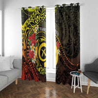 Vanuatu Christmas Window Curtain Vanuatuan Pig Tusk - Meri Krismas! LT14 With Grommets Black - Polynesian Pride