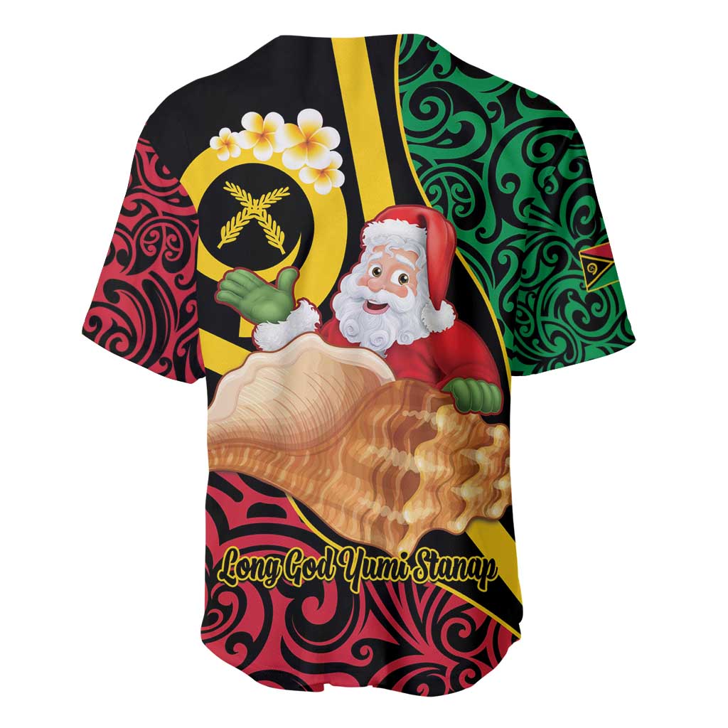 Vanuatu Christmas Baseball Jersey Vanuatuan Conch Shell - Meri Krismas! LT14 - Polynesian Pride