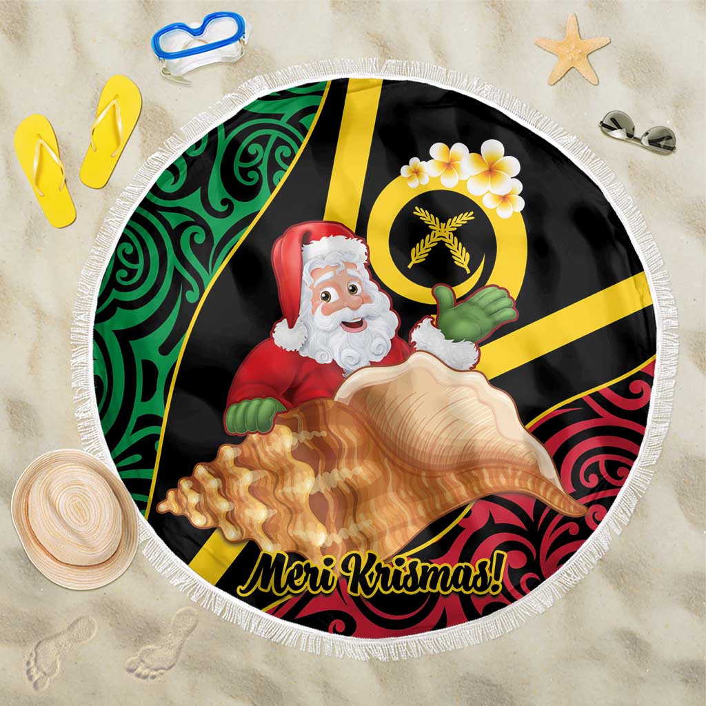 Vanuatu Christmas Beach Blanket Vanuatuan Conch Shell - Meri Krismas! LT14 One Size 150cm Black - Polynesian Pride