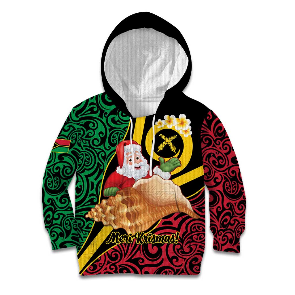 Vanuatu Christmas Kid Hoodie Vanuatuan Conch Shell - Meri Krismas! LT14 Hoodie Black - Polynesian Pride