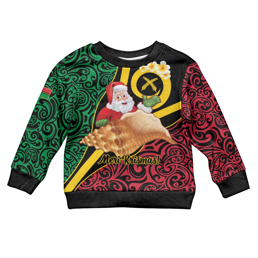 Vanuatu Christmas Kid Ugly Christmas Sweater Vanuatuan Conch Shell - Meri Krismas! LT14 Kid Black - Polynesian Pride