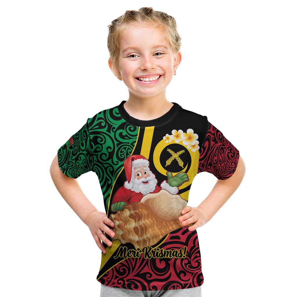 Vanuatu Christmas Kid T Shirt Vanuatuan Conch Shell - Meri Krismas! LT14 Black - Polynesian Pride
