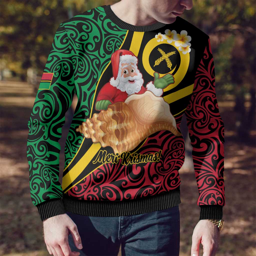 Vanuatu Christmas Ugly Christmas Sweater Vanuatuan Conch Shell - Meri Krismas! LT14 - Polynesian Pride