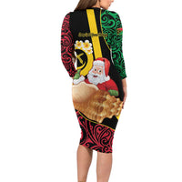 Vanuatu Christmas Long Sleeve Bodycon Dress Vanuatuan Conch Shell - Meri Krismas! LT14 - Polynesian Pride