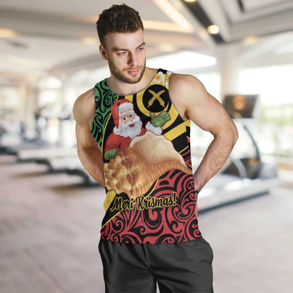 Vanuatu Christmas Men Tank Top Vanuatuan Conch Shell - Meri Krismas! LT14 Black - Polynesian Pride