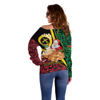 Vanuatu Christmas Off Shoulder Sweater Vanuatuan Conch Shell - Meri Krismas! LT14 - Polynesian Pride