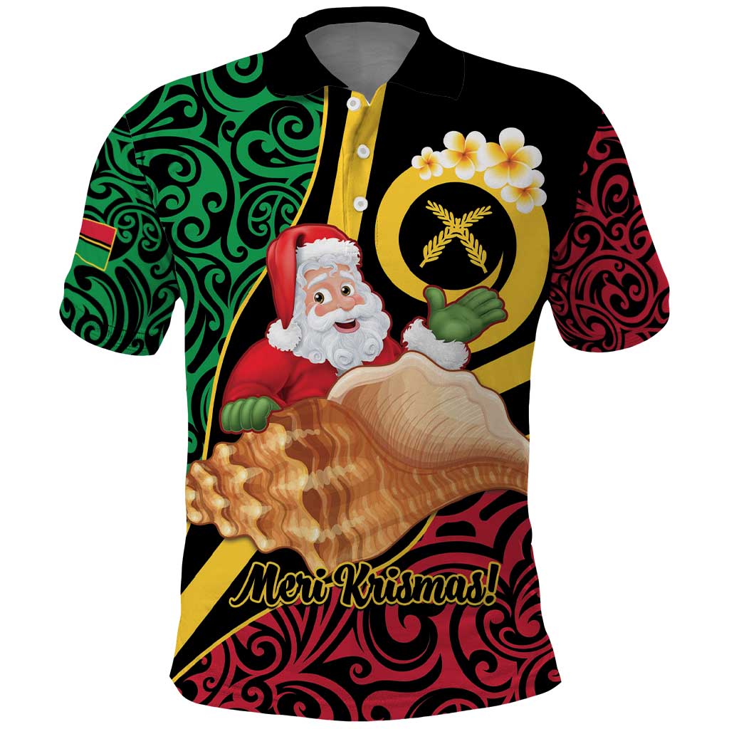 Vanuatu Christmas Polo Shirt Vanuatuan Conch Shell - Meri Krismas!