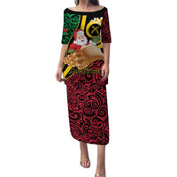 Vanuatu Christmas Puletasi Vanuatuan Conch Shell - Meri Krismas! LT14 Long Dress Black - Polynesian Pride