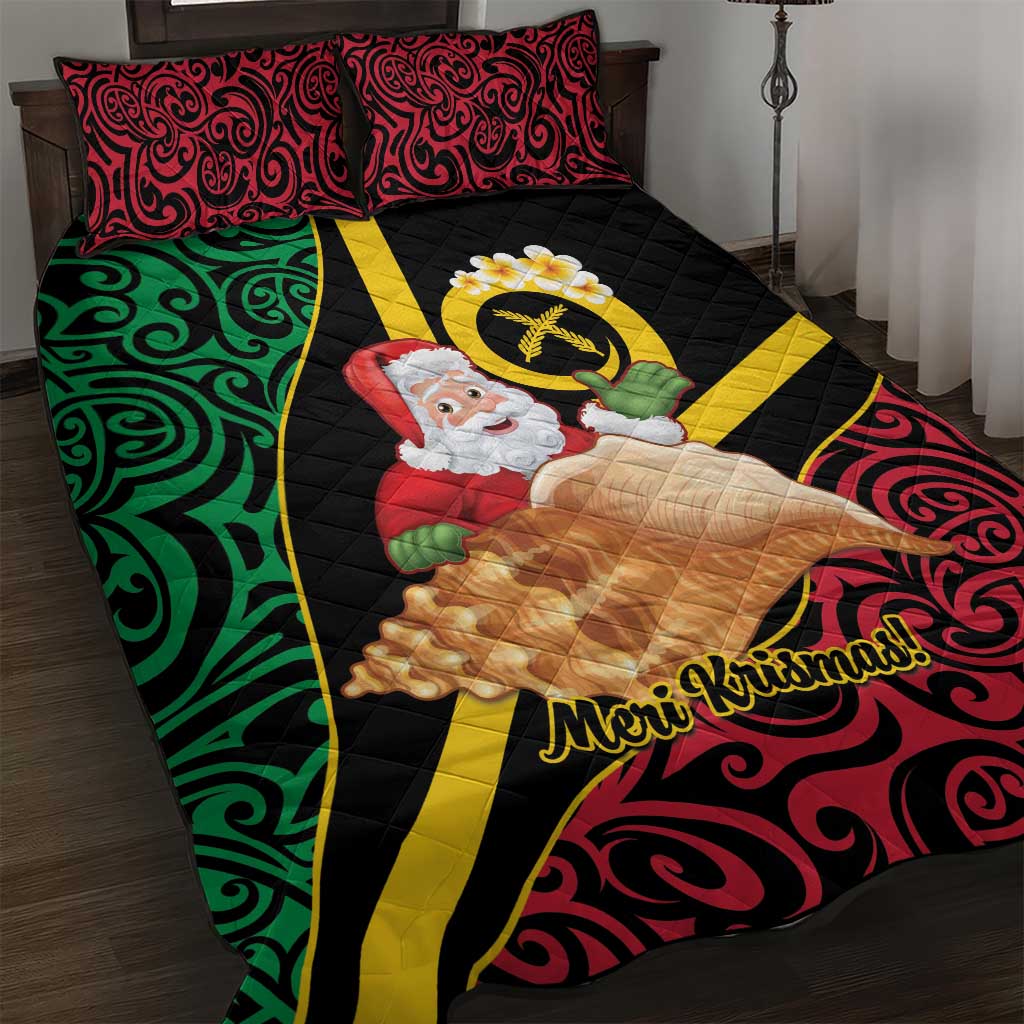 Vanuatu Christmas Quilt Bed Set Vanuatuan Conch Shell - Meri Krismas! LT14 Black - Polynesian Pride