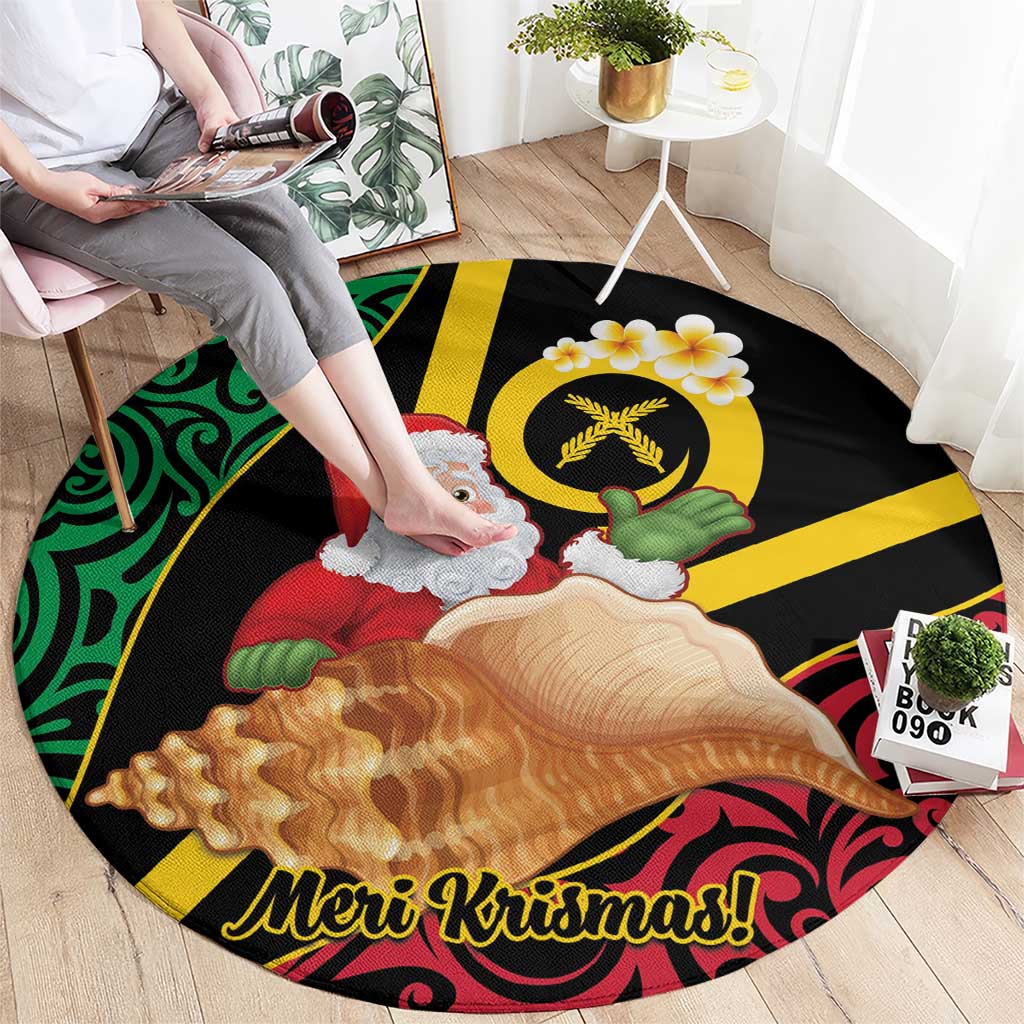 Vanuatu Christmas Round Carpet Vanuatuan Conch Shell - Meri Krismas! LT14 - Polynesian Pride