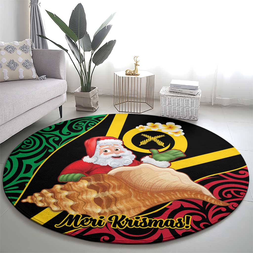 Vanuatu Christmas Round Carpet Vanuatuan Conch Shell - Meri Krismas! LT14 - Polynesian Pride