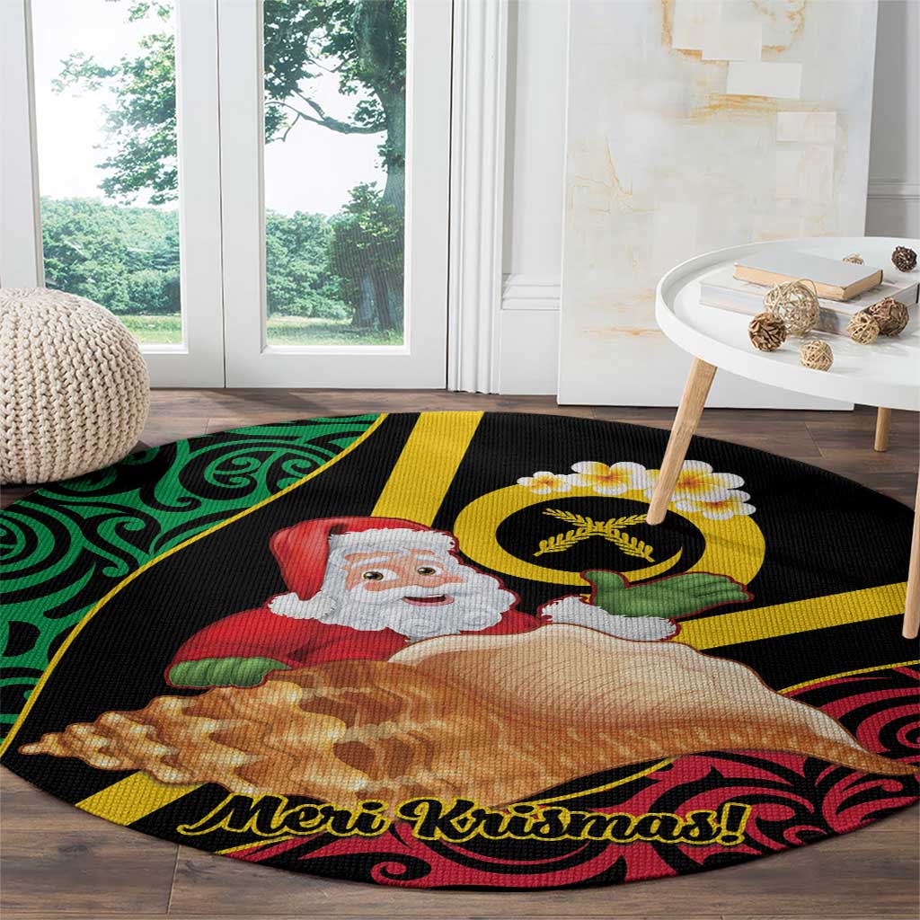 Vanuatu Christmas Round Carpet Vanuatuan Conch Shell - Meri Krismas! LT14 - Polynesian Pride