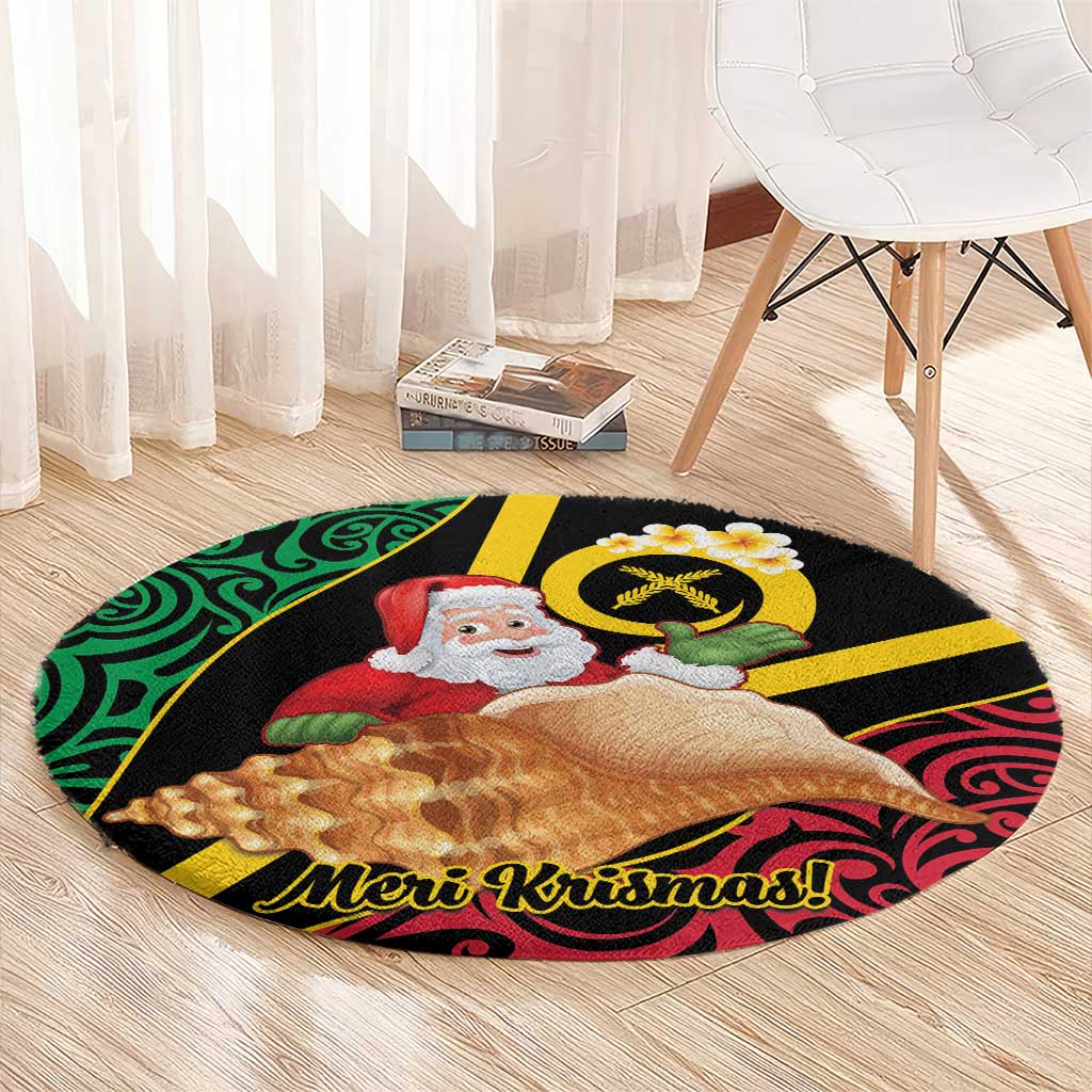 Vanuatu Christmas Round Carpet Vanuatuan Conch Shell - Meri Krismas! LT14 - Polynesian Pride