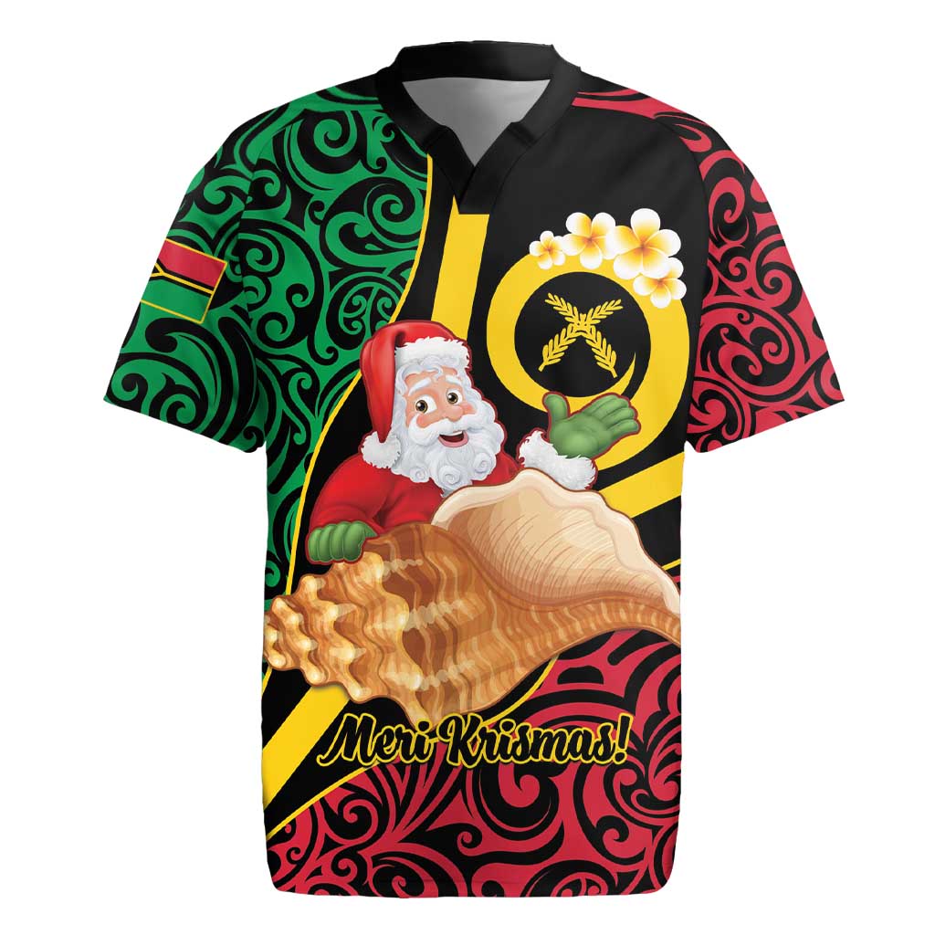 Vanuatu Christmas Rugby Jersey Vanuatuan Conch Shell - Meri Krismas! LT14 Black - Polynesian Pride