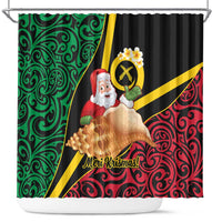 Vanuatu Christmas Shower Curtain Vanuatuan Conch Shell - Meri Krismas! LT14 Black - Polynesian Pride