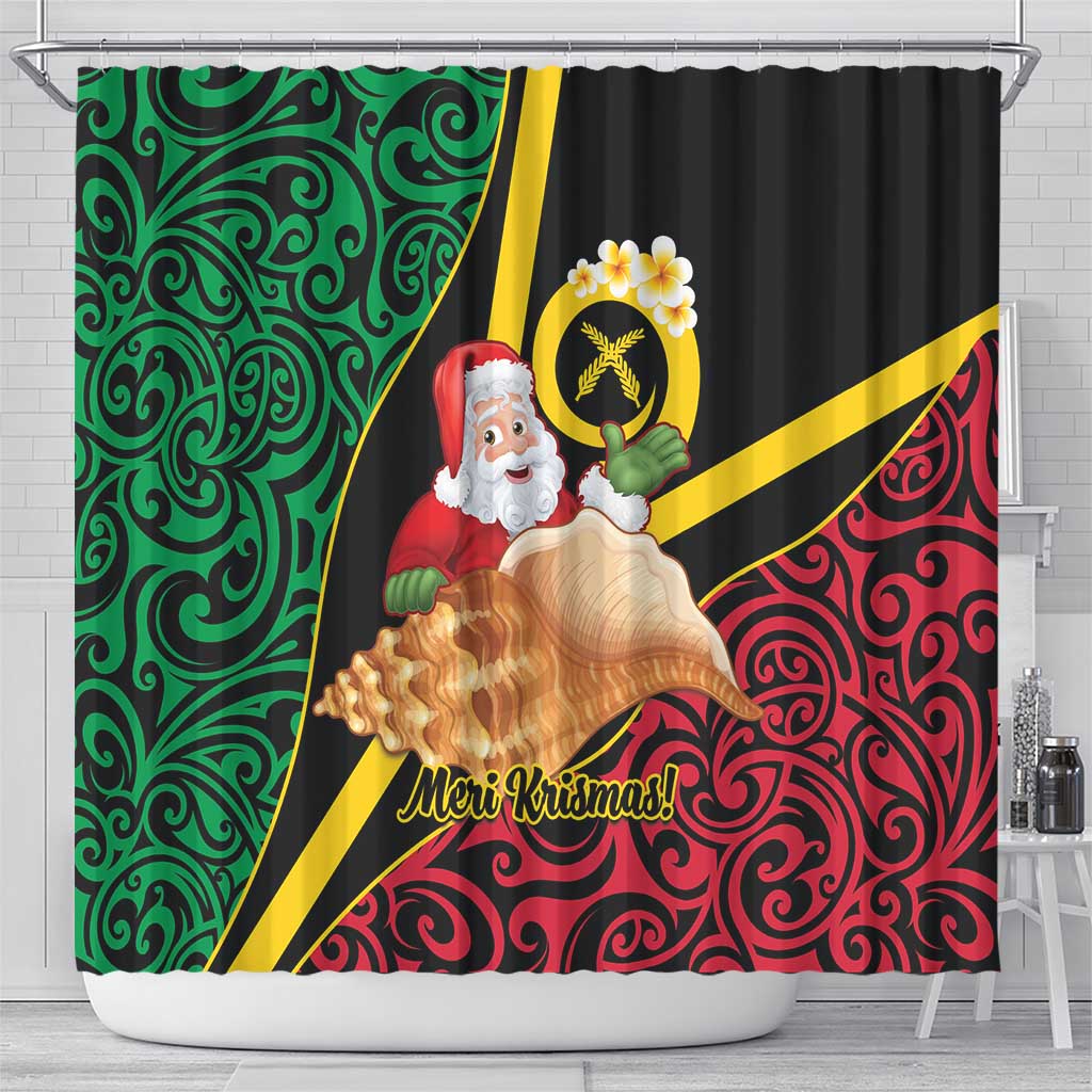 Vanuatu Christmas Shower Curtain Vanuatuan Conch Shell - Meri Krismas! LT14 - Polynesian Pride
