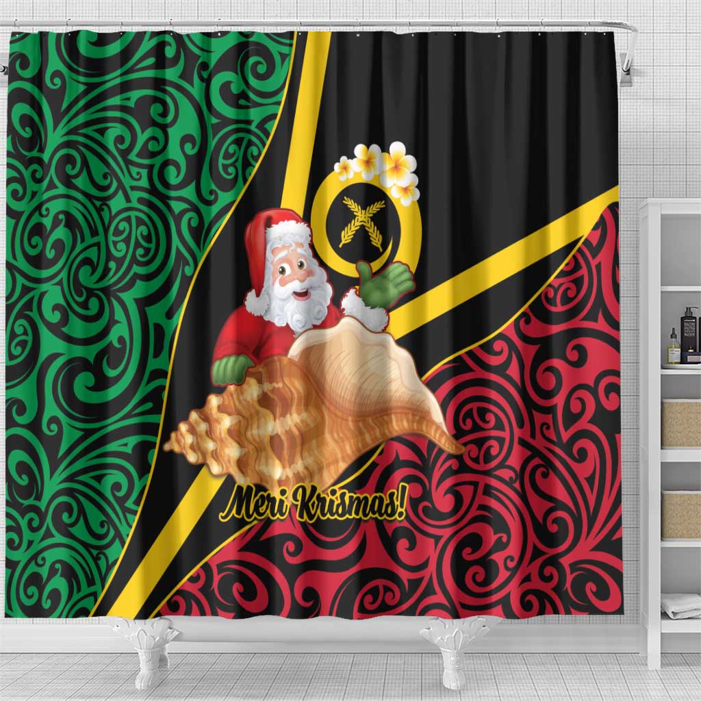 Vanuatu Christmas Shower Curtain Vanuatuan Conch Shell - Meri Krismas! LT14 - Polynesian Pride