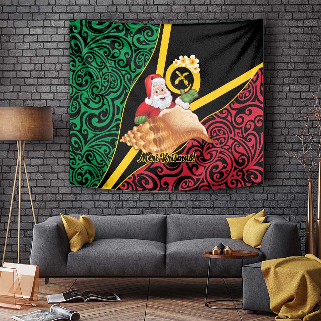 Vanuatu Christmas Tapestry Vanuatuan Conch Shell - Meri Krismas! LT14 Black - Polynesian Pride